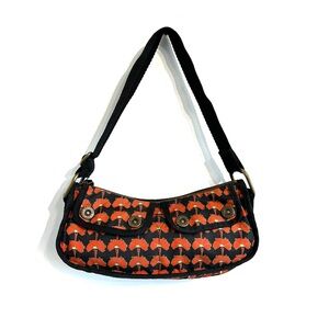 Vintage Y2K Gap Shoulder Bag Flower print black red hobo zip closure cargo